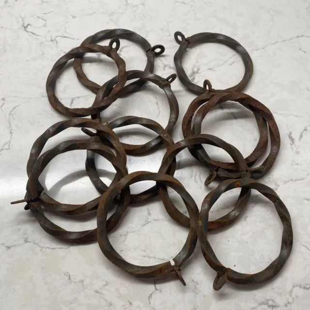 Curtain Twisted Wrought Iron Drapery Rod Rings with Eyelets - Set of 12 2