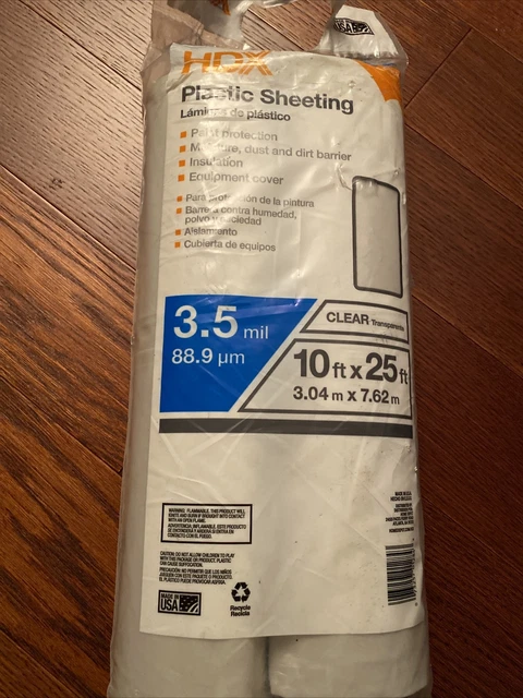 HDX 10 FT. X 25 FT. Clear 3.5 Mil Plastic Sheeting (2-pack) Painting Cover Floor