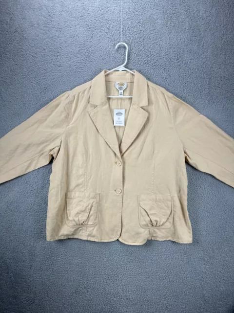 Talbots Blazer Womens 22W Plus Beige Irish Linen Blend 2 Button Jacket Coat NEW