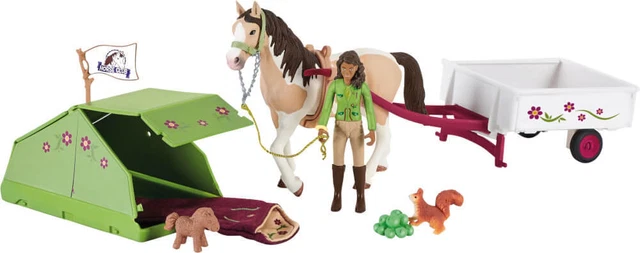 Schleich Horse Club – Coffret Aventures Au Camping De Sarah Avec Cheval Pinto & 12 Accessoires