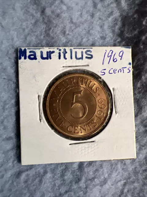 MAURITIUS. 5 CENTS, 1969. QUEEN ELIZABETH II. Gradeable?? Photos R Accurate