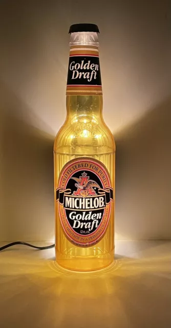 Vintage Michelob Golden Draft Light Up Beer Bottle Display Tested Working Gift!
