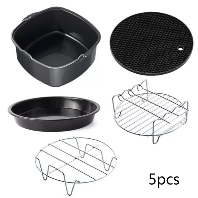 5 Pcs 7" Square Air Fryer Cake Bucket Baking Accessories Home Kitchen Bar