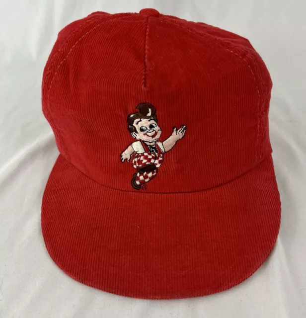 Vintage Bobs Big Boy Restaurant Red Corduroy Snapback Cap Hat Union Made in USA!