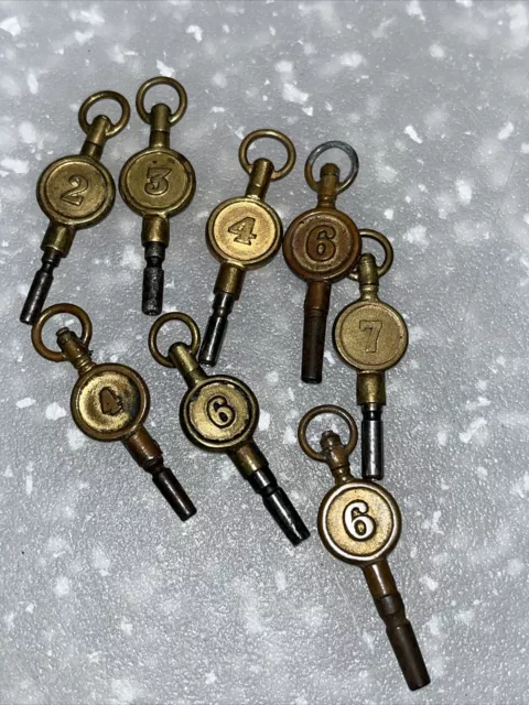 8 Old Pocket Watch Keys