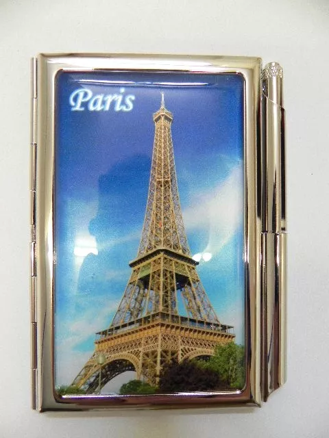 Visitenkarten Etui Paris Eiffelturm, Frankreich,Stift Block,Business Card Holder