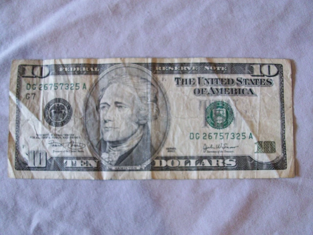 $10 Ten Dollar Bill Series 2003 Federal Reserve Note Old Currency
