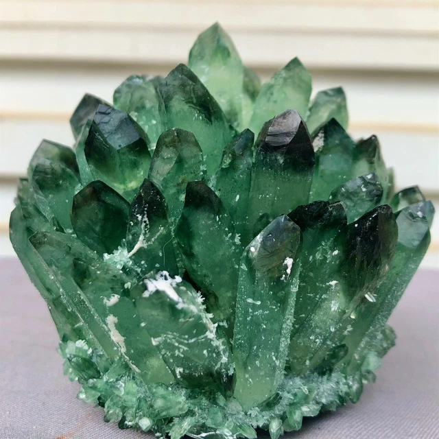 503g  New Find Green Phantom Quartz Crystal Cluster Mineral Specimen Healing 3