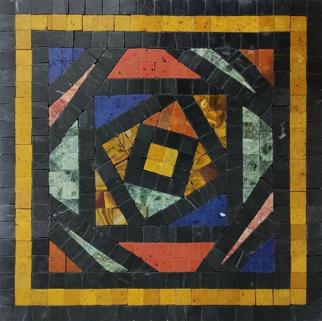 Geometrical Marble Mosaic Squarish Handmade Artwork Customizable