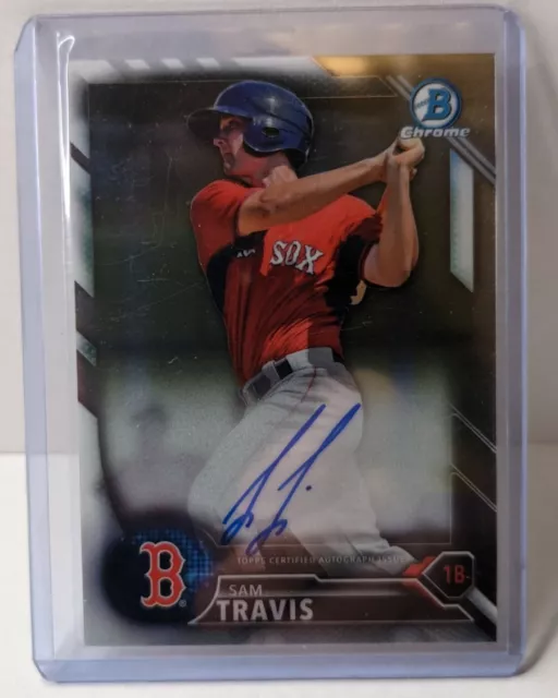 Sam Travis Auto. 2016 Bowman Chrome. Boston Red Sox Autograph