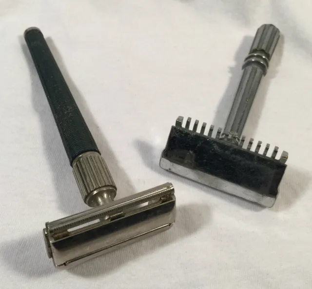 Vintage Mechanical Safety Razors Lot (2) Gillette Gem Micromatic PRIORITY MAIL