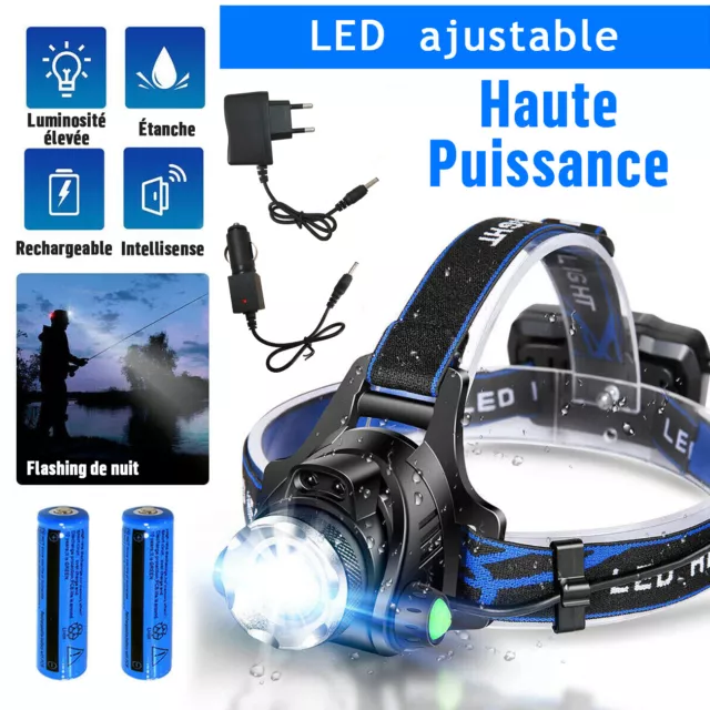Lampe Frontale Ultra Puissante LED Rechargeable Zoom 3 Modes Torche Étanche