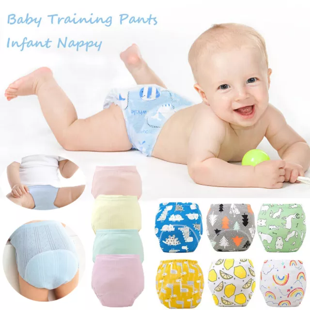 Baby Infant Waterproof Reusable Cotton Kids Potty Training Pants Nappy Boy Girls