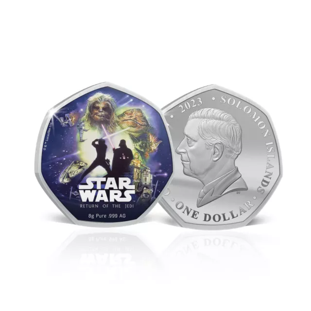 Star Wars Return of the Jedi 40th Anniversary Movie Poster Silver Coin 2023 3