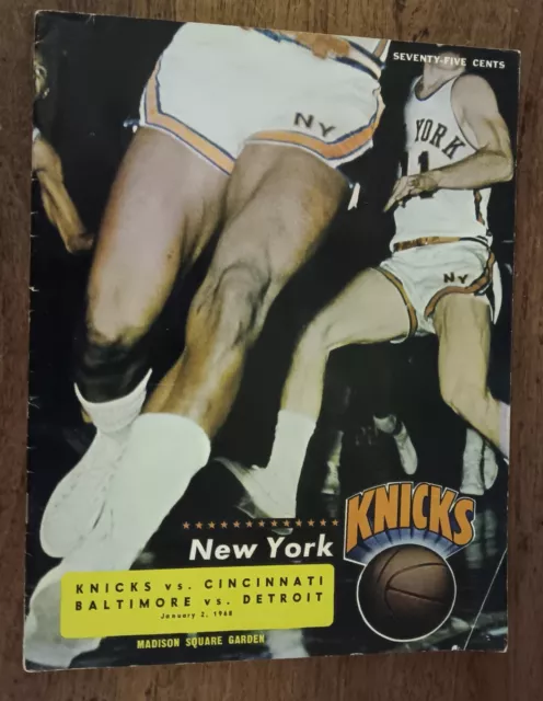 Jan 2, 1968 New York Knicks NBA Basketball Program vs Cincinnati doubleheader