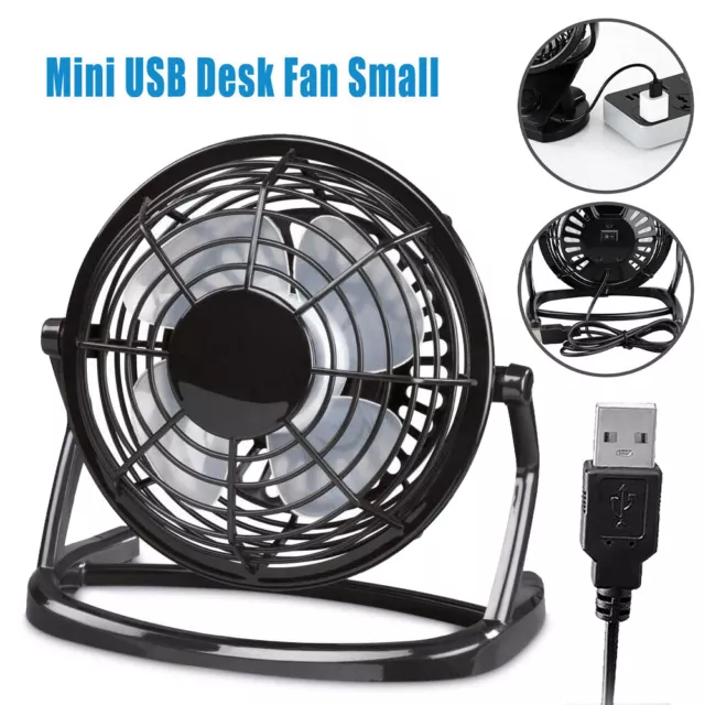 4" USB Powered Portable Table Fan Mini USB Desk Fan Small Quiet Personal Cooler