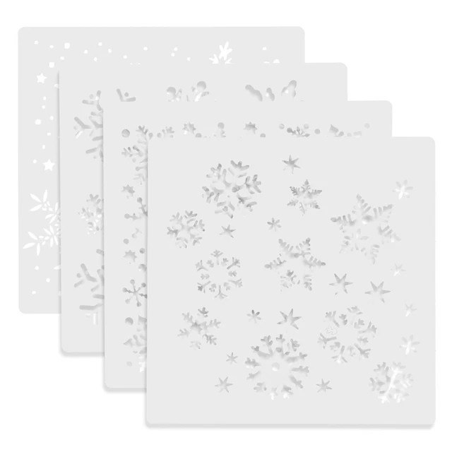 4pcs Schneeflockenmuster Malerei Schablonen hohl-out-Designvorlagen waschbare