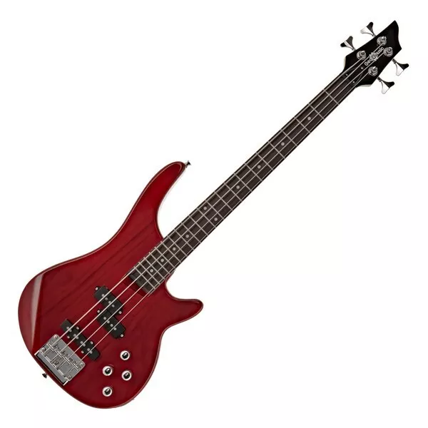 3/4 Chicago Bass Guitar by Gear4music Trans Red