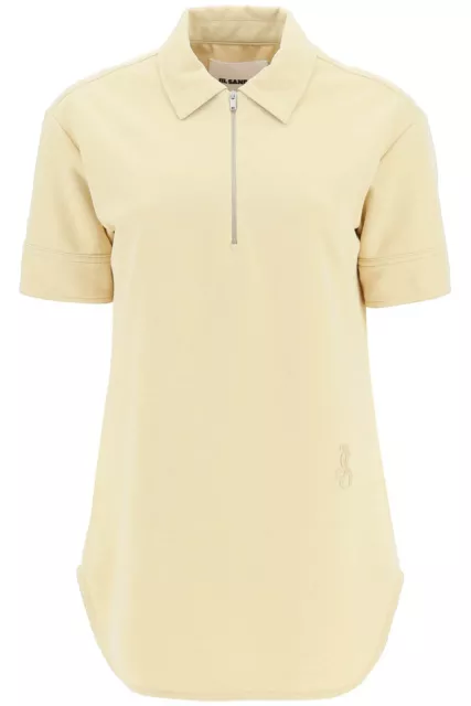 Jil Sander Polo Shirt With Half Zip And Monogram Embroidery