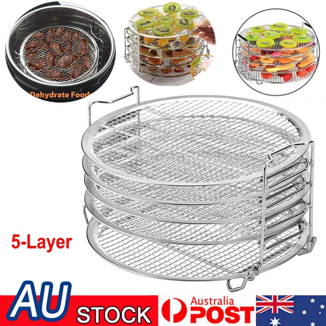 Round Air Fryer Basket Stainless Steel Air Fryer Accessories Air Fryer  Racks Three Layer Stackable Dehydrator Racks Fit for 4.2Qt, 5.3Qt, 5.5Qt