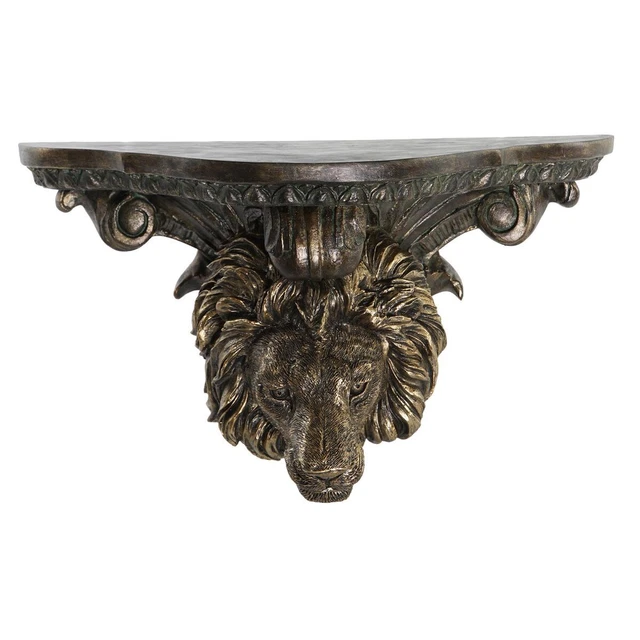 Regale DKD Home Decor Gold Löwe Harz [36,5 x 16,5 x 21 cm]