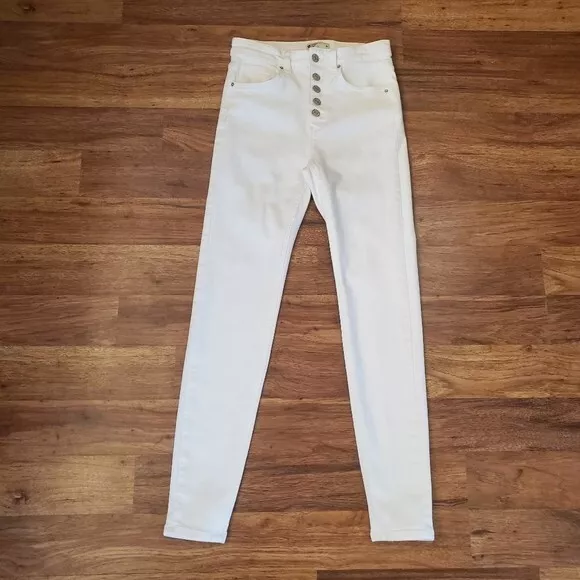 Gina Tricot Women's Size 36 (US 4) Skinny White Button Fly High Rise Jeans