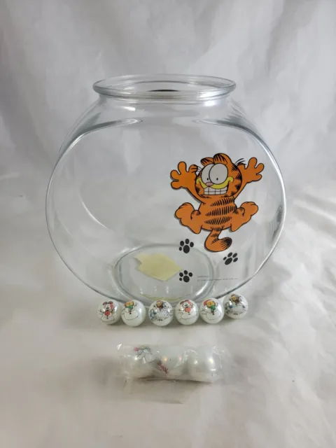 Garfield 1978 Fish Bowl Glass Drum Pet Fish Aquarium 2 Gallon USA Tank Pre Owned