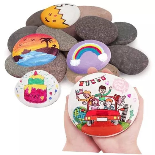 pcs River Rocks for Painting- Extra Large Rocks- Thick-Flat 3-5 inches 12
