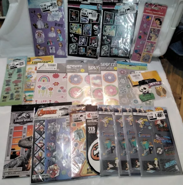 sticker Book lot Disney Marvel Monster High Star Wars Donut Tattoos W/ Duplicate