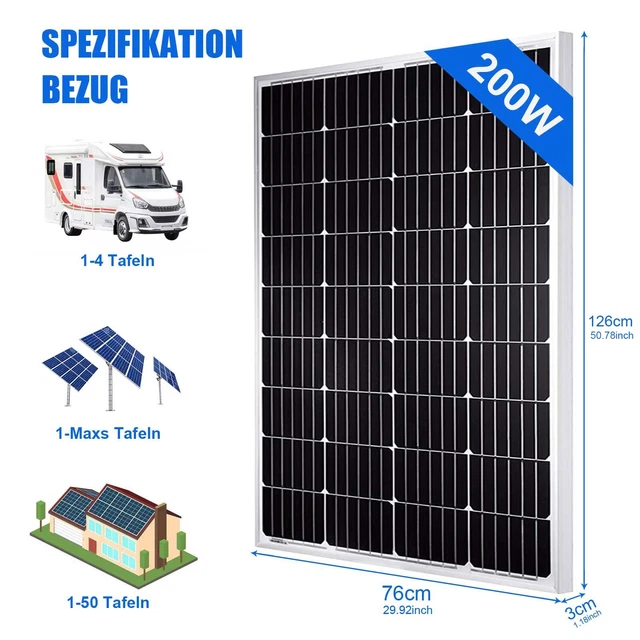 200W RV SOLAR Set Solarmodul Solarpanel 12V Wohnmobil Mit Montage PV ...