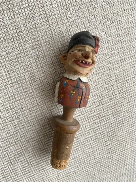 Bouchon De Bouteille Fantaisie Ancien – Tête D’âne En Bois Sculpté – Déco Rustique