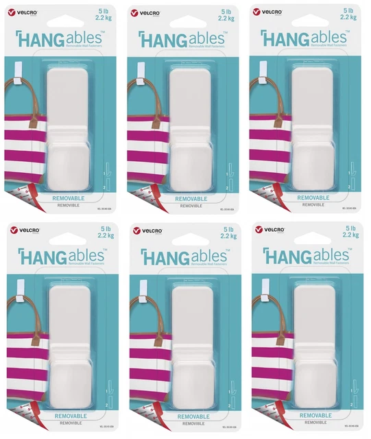 Velcro Brand VEL-30140 White Adhesive Storage Utility Hook 5 lbs. HANGables lot