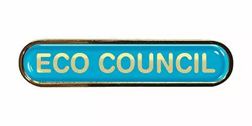 Eco Council Gel Domed School Bar Pin Badge Eco Conscious Cyan