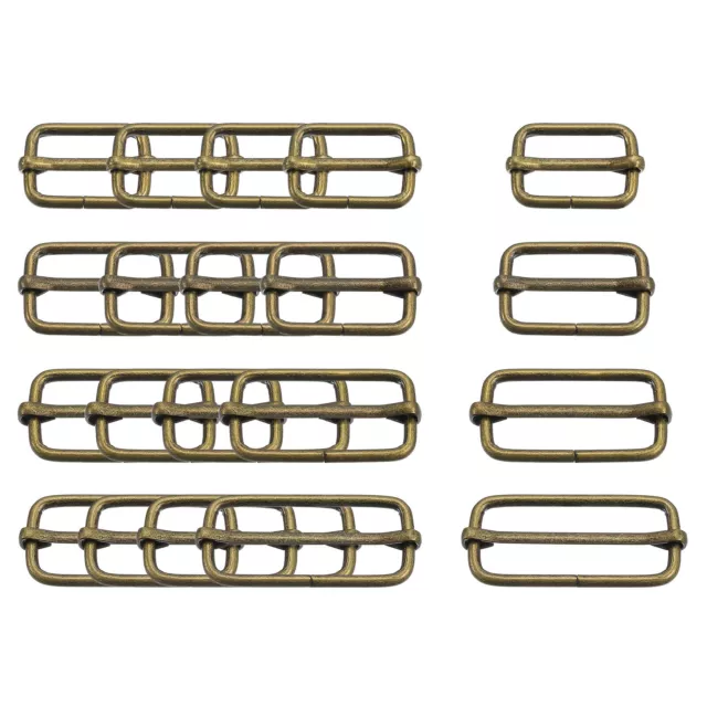 Slides Buckles, 20pcs 4 Sizes Metal Roller Pin Buckles(Bronze Tone)