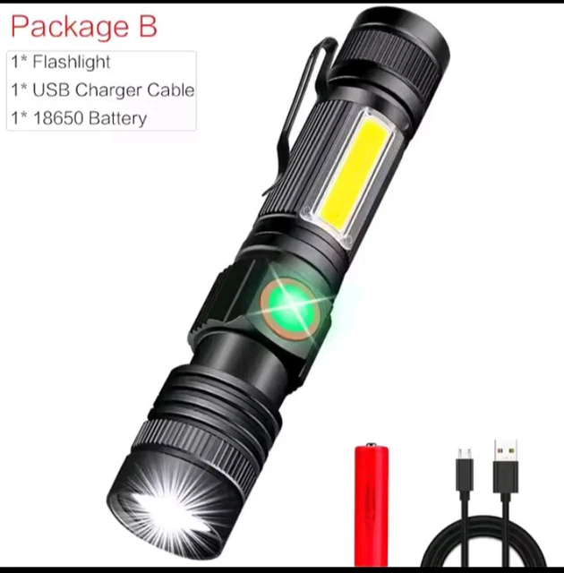 Mini Lampe LED Rechargeable Uxcell 2.1W – Porte-clés Lampe De Poche EDC – Noir – Neuf