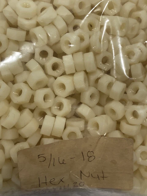 Size 5/16-18 Nylon Plastic Hex Nut Qty 20 Ships From USA New Fastener Parts