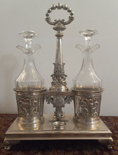 Porte-huillier Double Anse Art Nouveau – Métal – Style 1900 – Vintage