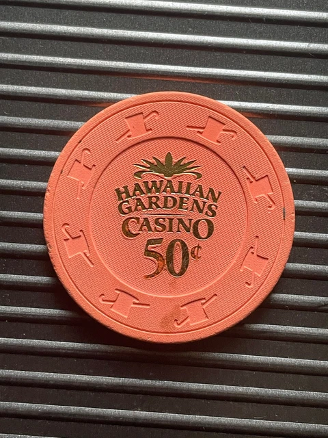 🌺Hawaiian Gardens CA CASINO POKER .50 50¢ CENT TH&C CHIP GAMBLING TOKEN 🏝️