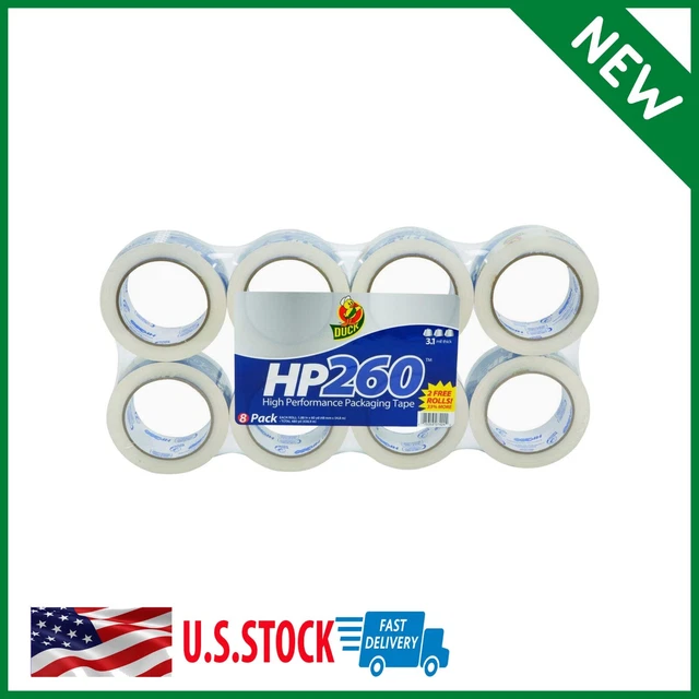 DUCK HP260 PACKING TAPE REFILL HEAVY DUTY 1.88 INCH x 60 YARD CLEAR 8 ROLLS