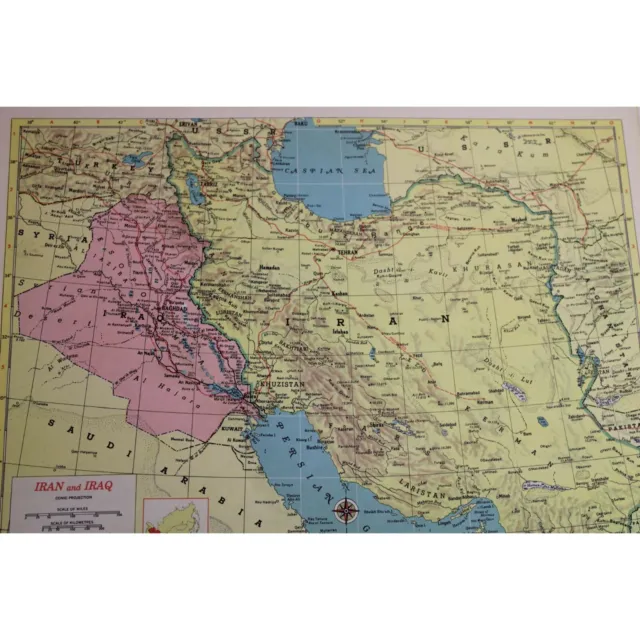Middle East Turkey Syria Iraq Iran Map Vintage World Atlas Globemaster 90663