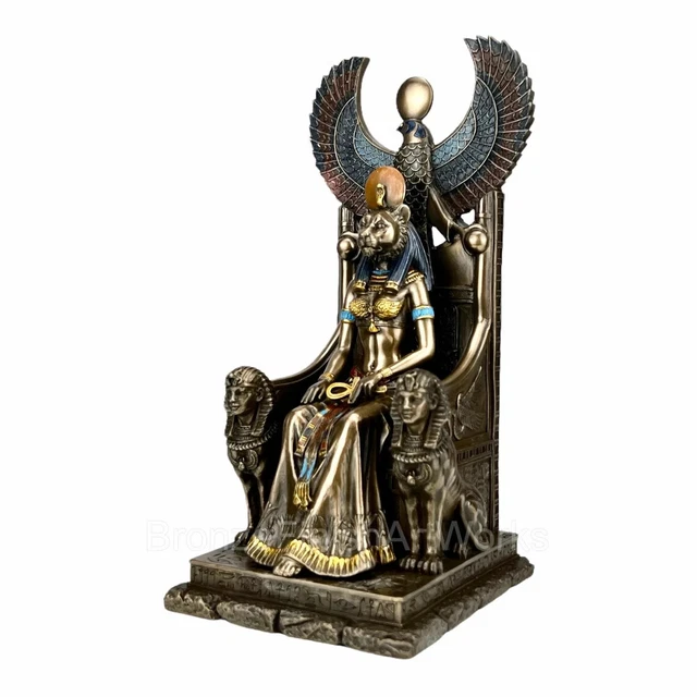 SEKHMET SITTING ON Throne Ancient Egyptian Goddess of Healing Cold Cast ...