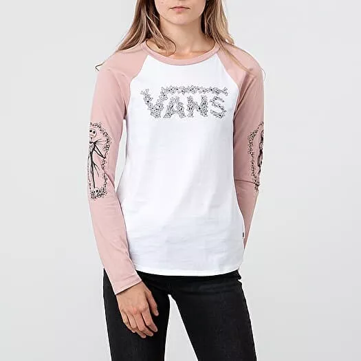 Vans Disney Nightmare Before Christmas Long Sleeve Top T Shirt Tee Pink White