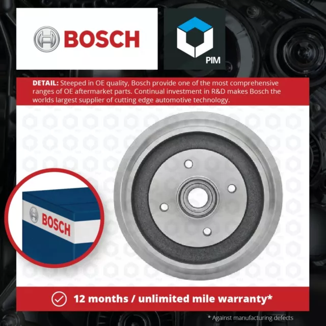 2x Brake Drums (Pair) fits PEUGEOT 208 CR, GTi, Mk1 Rear 12 to 19 Set Bosch New