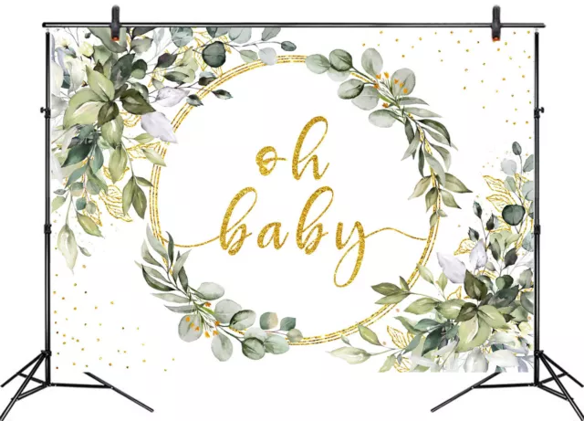 Baby Shower Backdrop Plant Leaf Watercolor Vinyl Studio Props Photo Background