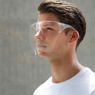Reusable Full Face Protective Mask Transparent Shield Visor Anti-Fog Clear Cover