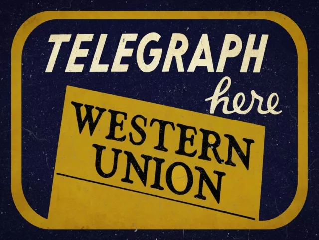 Telegraph Here Western Union Heavy Duty Usa Made Metal Advertising Sign