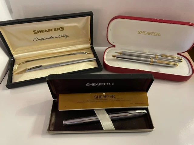 3 x sheaffer pens gift sets in boxes fountain / ballpoint / pencil sets