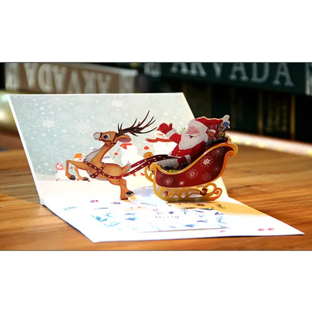 3D Pop Up Card Santa Claus Christmas Deer Holiday Merry Christmas Greeting Cards