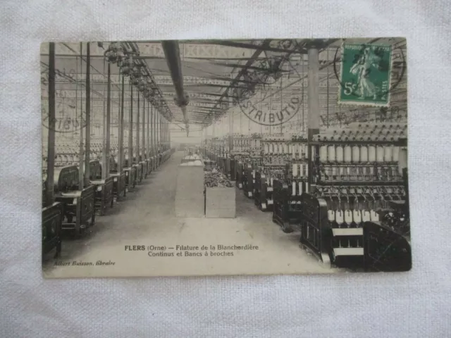 Cpa Orne 61 Flers Filature De La Blanchardiere Continus Et Bancs A Broches