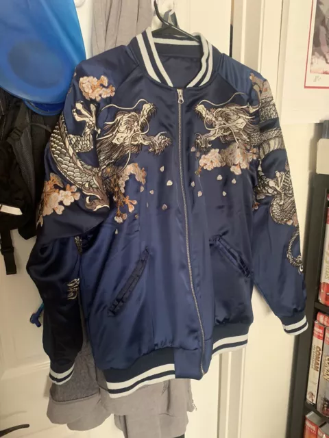 Koisea Mountain & Tiger Souvenir Jacket [Reversible] L / Blue & Pink